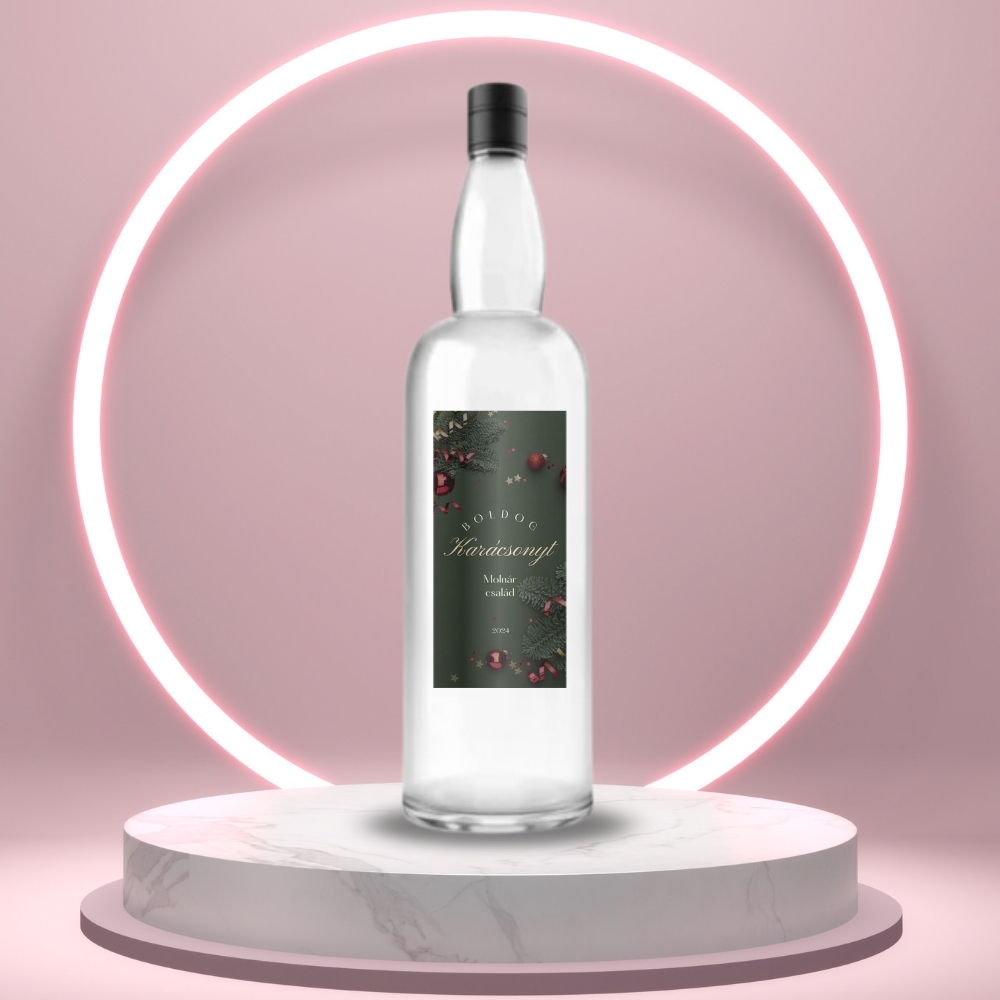 karacsonyi_zold alapon_fenyoleveles_uveg_cimke_palinka_uvegen karacsonyi_zold-alapon_fenyoleveles_uveg_cimke_palinka_uvegen
