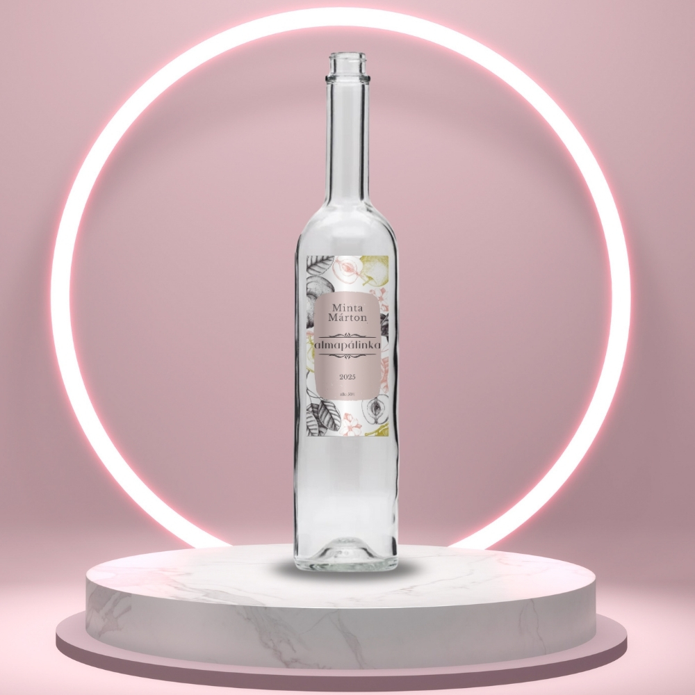 alma_palinka_uveg_cimke_szines_es_fekete_feher_almakkal_vekony_uvegen