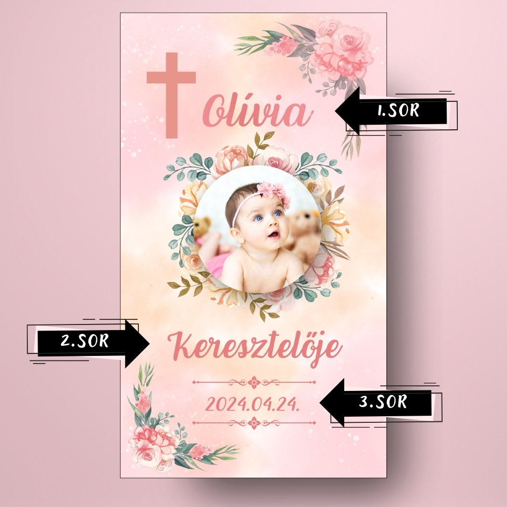 keresztelore_valo_uveg_cimke_rozsaszin_alapon_rozsakkal_bor_pezsgo_fekvo_cimsorok