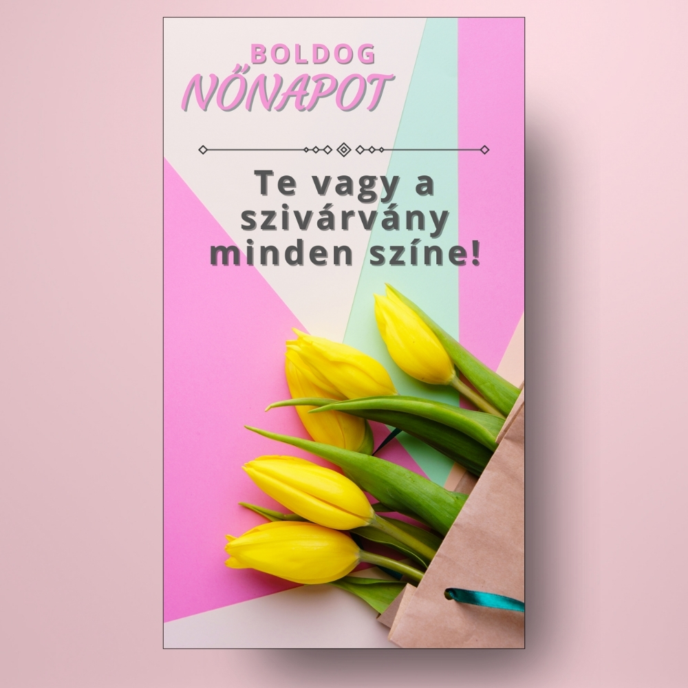 no_napi_uveg_cimke_szines_alapon_sarga_tulipancsokorral_bor_allo