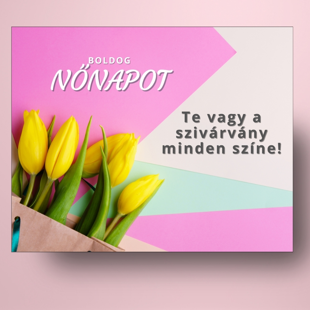no_napi_uveg_cimke_szines_alapon_sarga_tulipancsokorral_bor_pezsgo_fekvo