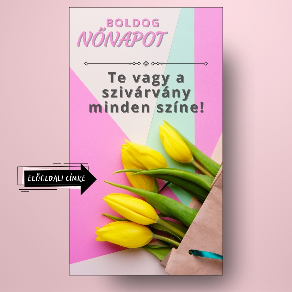 no_napi_uveg_cimke_szines_alapon_sarga_tulipancsokorral_bor_pezsgo_fekvo_cimsor
