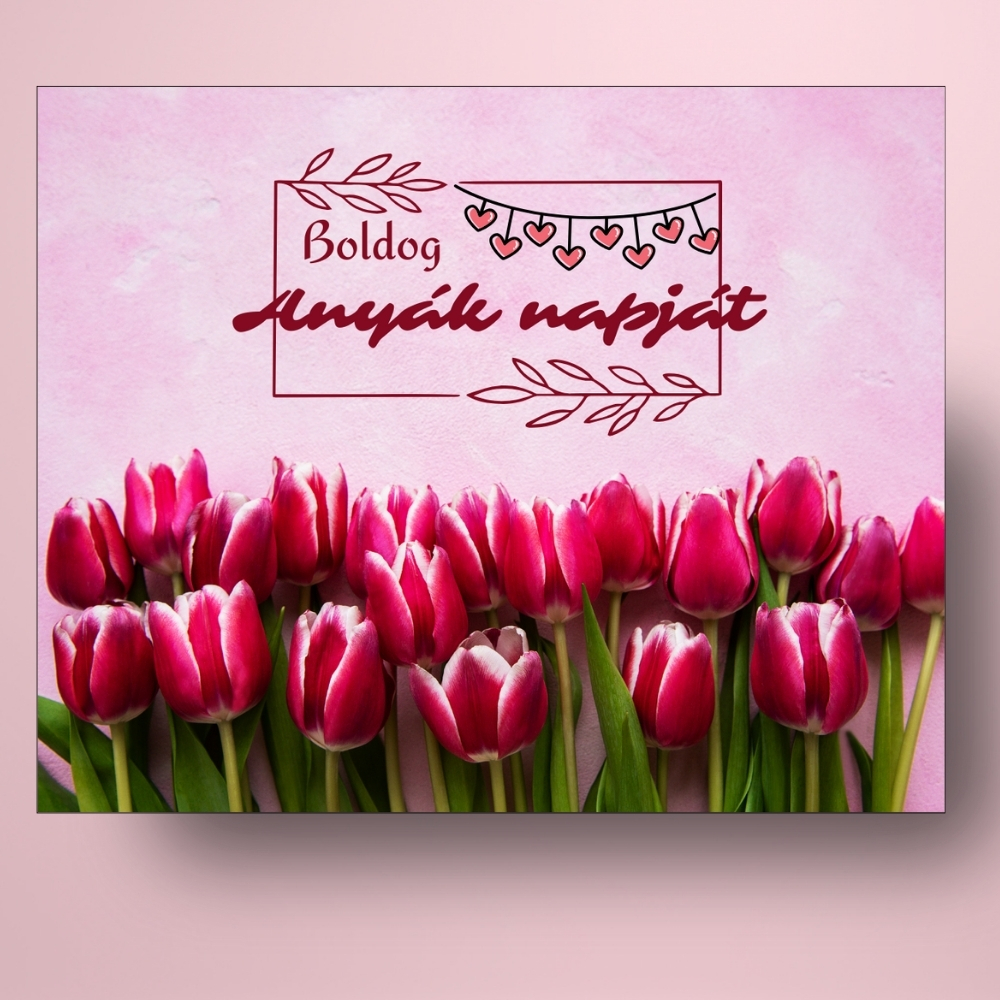 anyak_napi_uveg_cimke_rozsaszin_alapon_pink_tulipanokkal_bor_pezsgo_fekvo
