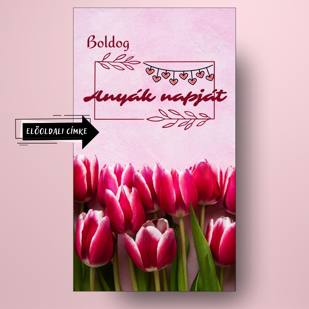anyak_napi_uveg_cimke_rozsaszin_alapon_pink_tulipanokkal_bor_pezsgo_fekvo_cimsor