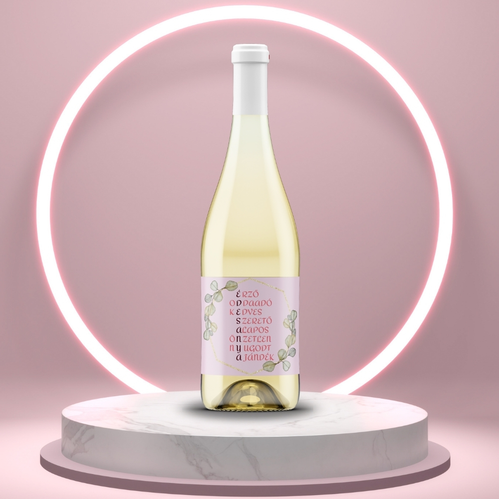 anyak_napi_uveg_cimke_rozsaszin_alapon_pink_tulipanokkal_bor_pezsgo_fekvo_hatcimke_uvegen