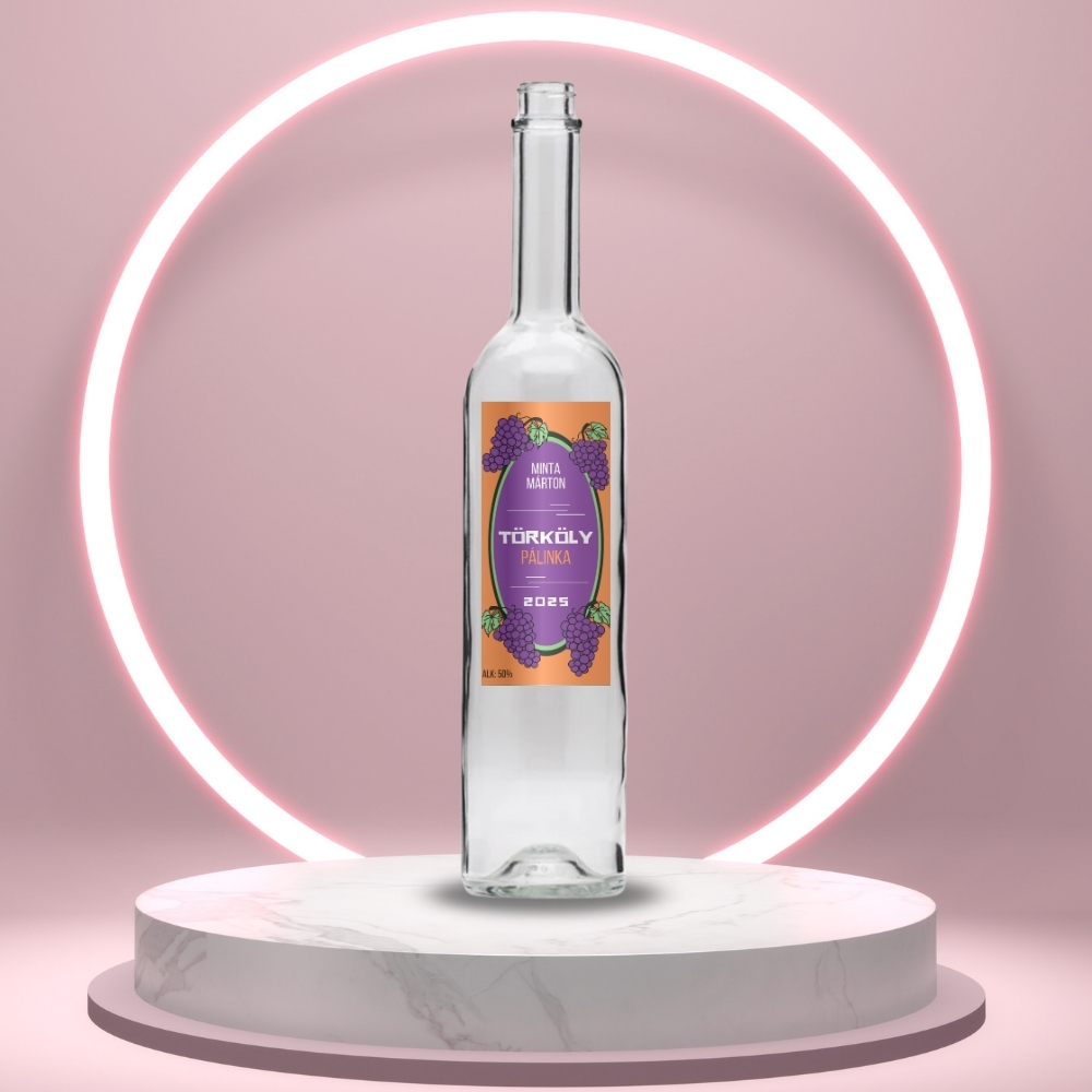 torkoly_palinka_uveg_cimke_narancssarga_es_lila_kontraszttal_vekony_uvegen