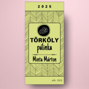 torkoly_palinka_uveg_cimke_zold_alapon_fekete_vonalrajzokkal