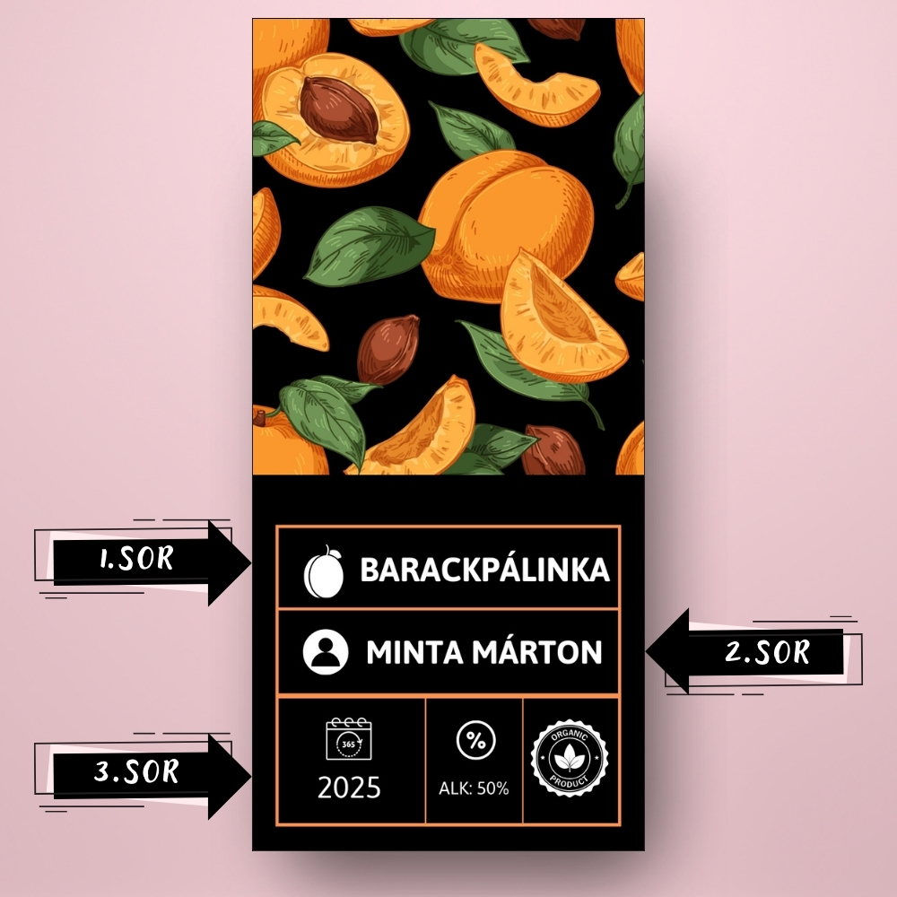 barack_palinka_cimke_fekete_alapon_barackokkal_es_informacios_blokkal_cimsorok
